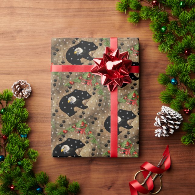 Heilige Schwarze Bären Bald Eagle Wilderness  Geschenkpapier (Feiertagsgeschenk)