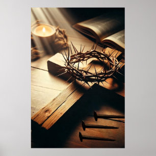 Heilige Symbole der Kreuzigung Poster