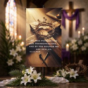 Heilige Symbole von Christi Opfer Banner
