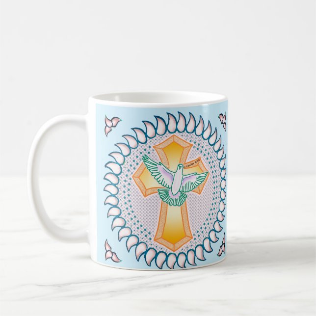 Heilige Taube Christliche Cross Tasse (Links)