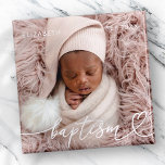 Heilige Taufe Elegantes Foto Modernes Chic Heart B Magnet<br><div class="desc">Dieses einfache und moderne Design besteht aus Serifentypografie und fügen Sie ein individuelles Foto,  den Namen des Babys und Monat und Jahr der Taufe</div>