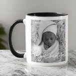 Heilige Taufe Moderne Elegantes Foto Herzlich Will Tasse<br><div class="desc">Dieses einfache und moderne Design besteht aus Serifentypografie und fügen Sie ein individuelles Foto,  den Namen des Babys und Monat und Jahr der Taufe</div>