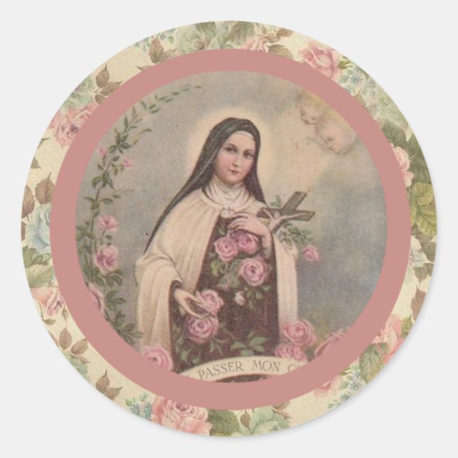 Heilige Therese des Kindes Jesus Kleine Blume Runder Aufkleber (Vorderseite)