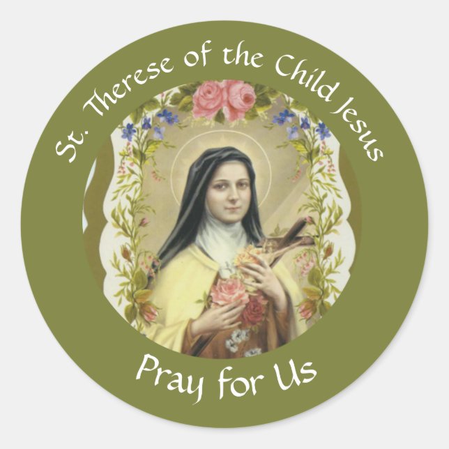 Heilige Therese des Kindes Jesus Runder Aufkleber (Vorderseite)