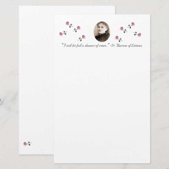 Heilige Therese von Lisieieux Briefpapier (Vorne/Hinten)