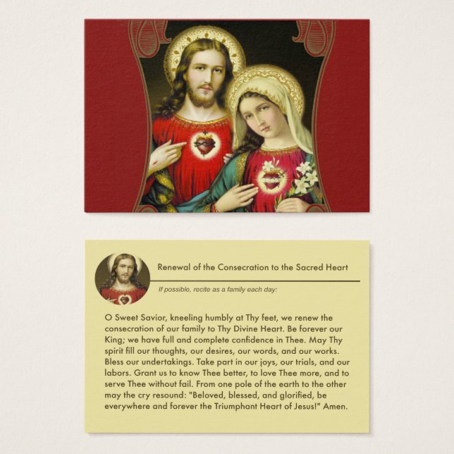 Heilige Unbefleckte Herz Jesus Mary Gebet (Vorne & Hinten)