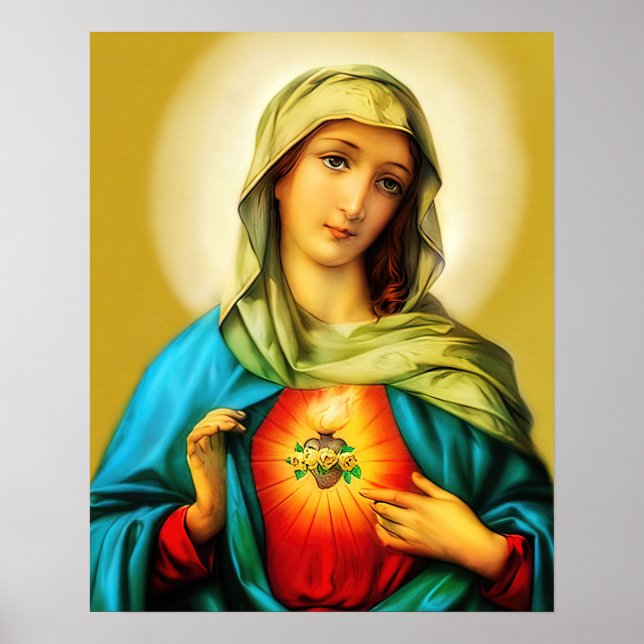 Heilige Unbefleckte Herzens der Jungfrau Mary Poster (Vorne)