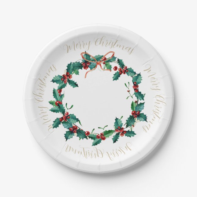 Heilige und Berries Weihnachtsfeier Pappteller (Vorderseite)