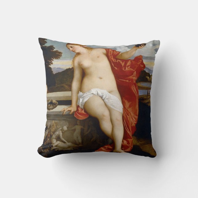 Heilige und profane Liebe, Tiziano Vecelli, 1515 Kissen (Vorderseite)