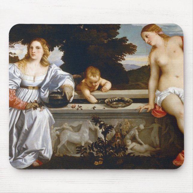Heilige und profane Liebe, Tiziano Vecelli, 1515 Mousepad (Vorne)