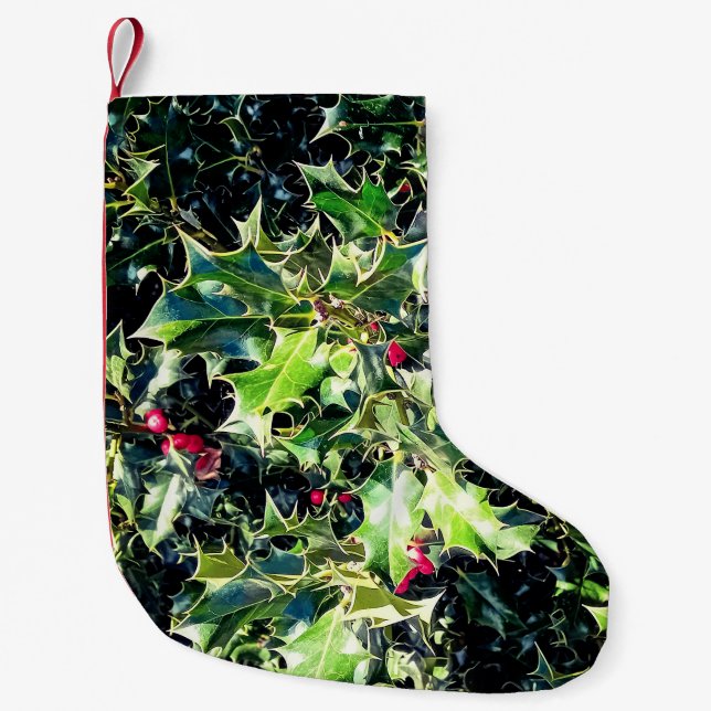 Heilige und rote Beeren Kleiner Weihnachtsstrumpf (Vorderseite)