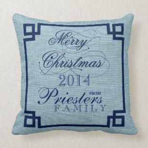 Heilige Weihnachten Blauer Text Design Light Blue Kissen
