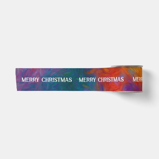 Heilige Weihnachten farbenfrohe abstrakte Lackgest Satinband (Vorderseite)
