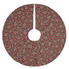 Heilige Weihnachtslieder und Beeren, rot und grün Polyester Weihnachtsbaumdecke