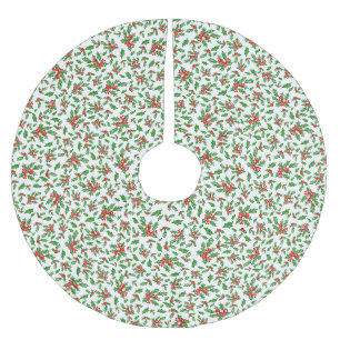 Heilige Weihnachtslieder und Beeren, rot und grün Polyester Weihnachtsbaumdecke
