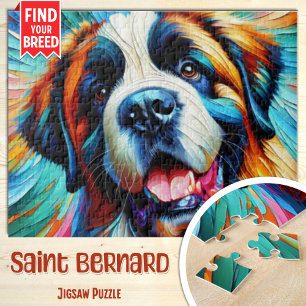Heiligen Bernhard Hund Portrait Acryl-Kunst Druck