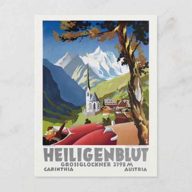 Heiligenblut Austria Vintage Poster Postkarte (Vorderseite)