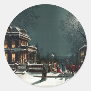 Heiliger Abend 1880 Runder Aufkleber