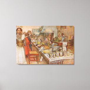 Heiliger Abend von Carl Larsson, Vintage Holidays Leinwanddruck