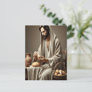 Heiliger Akt Jesu Breaking Brot Postkarte