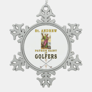 Heiliger Andreas Schneeflocken Zinn-Ornament