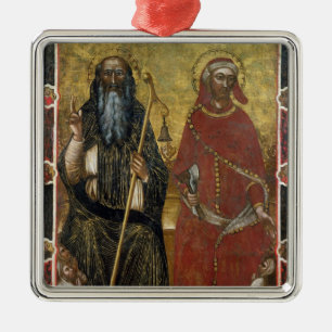 Heiliger Anthony-Abt und Eligius - gemalter Ornament Aus Metall
