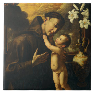 Heiliger Antonius von Padua mit Jesuskind Fliese