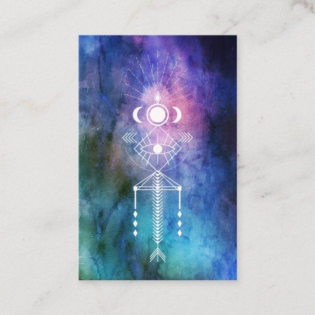 *~* heiliger Aquarellaztekischer Shaman-Stammes- Visitenkarte (Vorderseite)