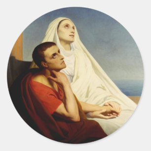 Heiliger Augustinus und Heilige Monica Runder Aufkleber