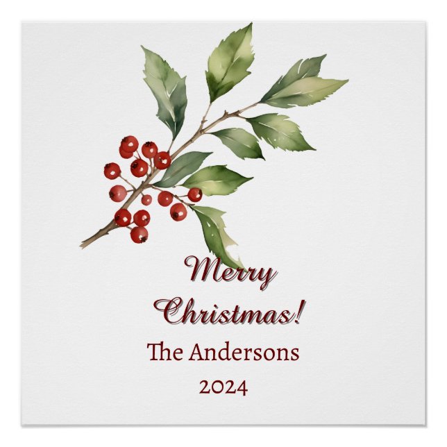 Heiliger Baumzweig mit Berries Glossy Poster (Vorderseite)