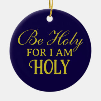 Heiliger Bibelvers Blau und Gold Einfaches Christe Keramik Ornament