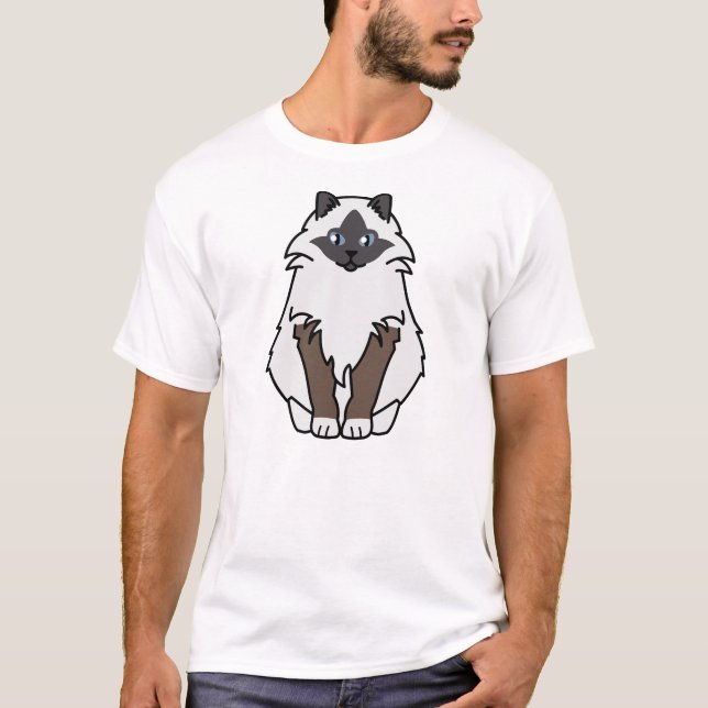 Heiliger Birman Katzen-Cartoon T-Shirt (Vorderseite)