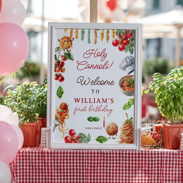Heiliger Cannoli kleines Fleischball 1. Geburtstag Poster (Holy Cannoli little meatball 1st birthday welcome Poster)
