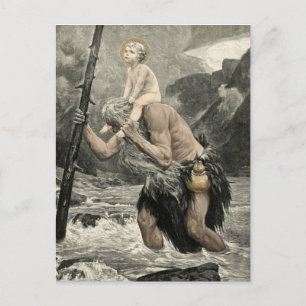 Heiliger Christophorus Christus Reise Gravur Mogk Postkarte