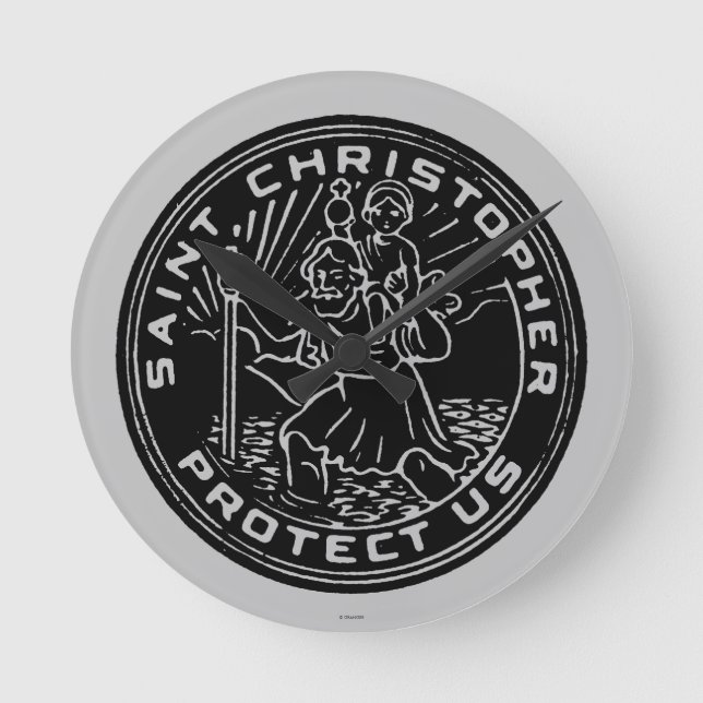 Heiliger Christophorus-Medaille Runde Wanduhr (Vorderseite)