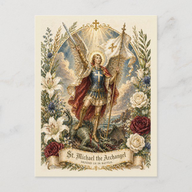 Heiliger Erzengel Michael, bitte für uns Postkarte (Vorderseite)