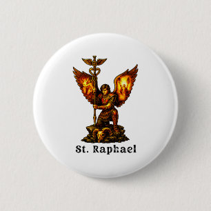 Heiliger Erzengel Raphael Christliche Kunst Glaube Button