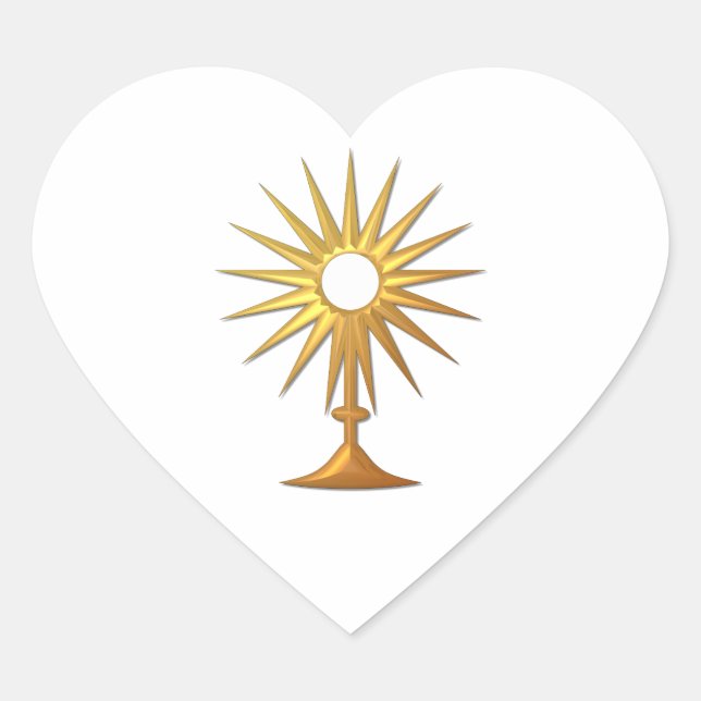 Heiliger Eucharist in der goldenen Monstrance Herz-Aufkleber (Vorderseite)