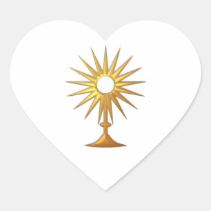Heiliger Eucharist in der goldenen Monstrance Herz-Aufkleber