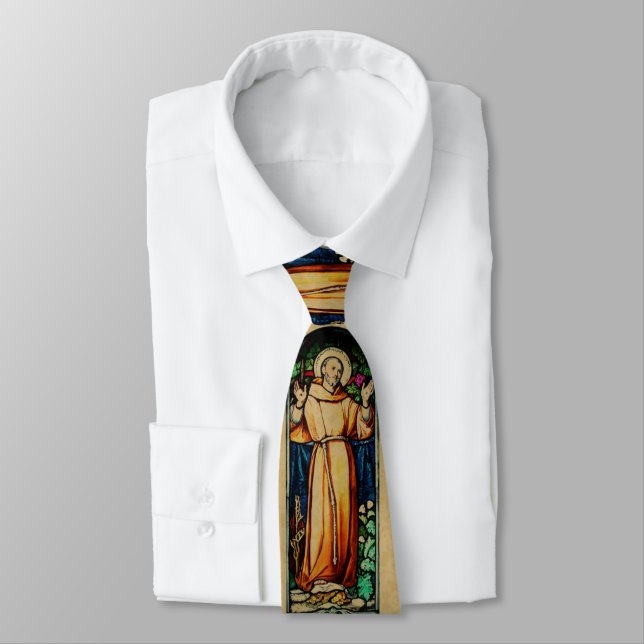 Heiliger Franziskus des Assisi-Buntglas-Goldes Krawatte (Gebunden)
