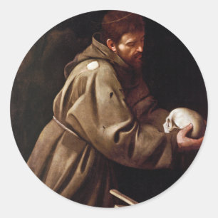 Heiliger Franziskus im Gebet - Caravaggio Runder Aufkleber