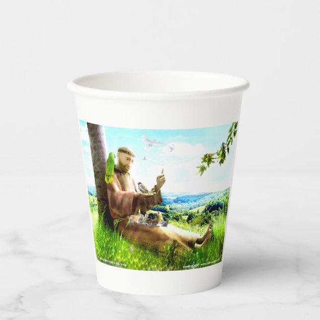 Heiliger Franziskus und die Predigt der Vögel Pappbecher (Vorderseite)