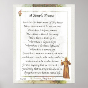 Heiliger Franziskus von Assisi EIN EINFACHES GEBET Poster