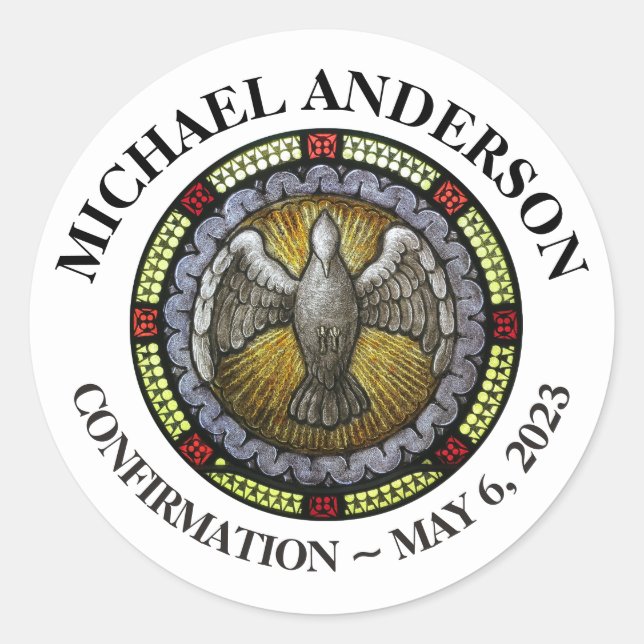 Heiliger Geist Buntglas-Bestätigung RCIA Runder Aufkleber (Vorderseite)