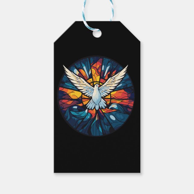 Heiliger Geist Dove Glass-Stil Geschenkanhänger (Vorderseite)
