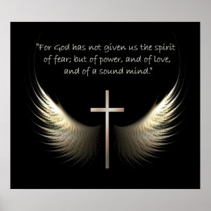 Heiliger Geist Flügel mit Kreuz und Schrift Verse Poster