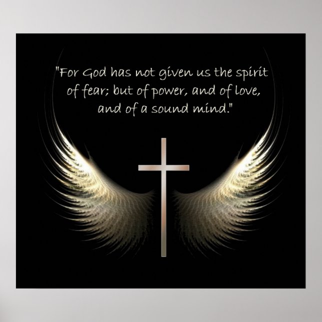 Heiliger Geist Flügel mit Kreuz und Schrift Verse Poster (Vorne)