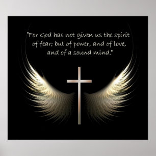 Heiliger Geist Flügel mit Kreuz-und Schrifts-Vers Poster