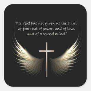 Heiliger Geist Flügel mit Kreuz-und Schrifts-Vers Quadratischer Aufkleber