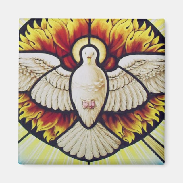 Heiliger Geist getauchte Buntglas Magnet (Vorne)